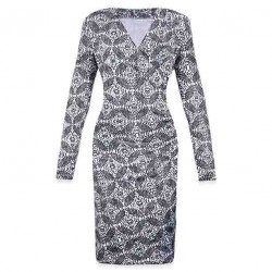 Rochie remodelatoare Mono Bloom cu imprimeu alb-negru