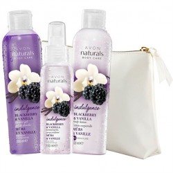 Set 3 produse Naturals cu mure si vanilie si Geanta pentru cosmetice