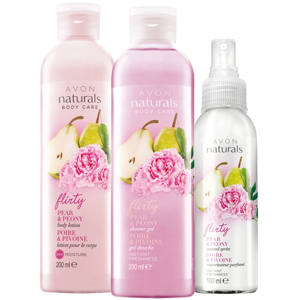 Set 3 produse Naturals cu aroma de pere si bujor - Catalog Avon