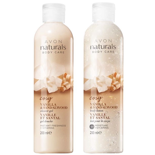 Catalog Avon - Set Gel de dus si Lotiune corp Naturals cu vanilie si lemn de santal Set Gel de dus si Lotiune corp Naturals cu vanilie si lemn de santal - Catalog Avon