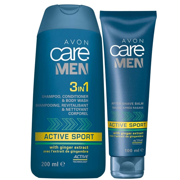 Set 3 in 1 Sampon, balsam si gel de dus si Balsam dupa ras Avon Care Men Active Sport - Catalog Avon