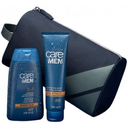 Set Balsam dupa ras, 3in1 sampon, balsam si gel de dus Avon Care Men si Borseta gri