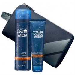 OS - Set Gel-spuma de ras, Balsam dupa ras Avon Care Men si Borseta gri