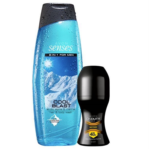 Set Deodorant antiperspirant cu bila On Duty Active si Gel de dus Cool Blast - Catalog Avon