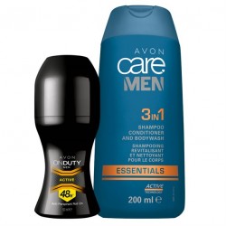 Set Deodorant antiperspirant cu bila On Duty Active si Sampon, balsam, gel de dus Avon Men