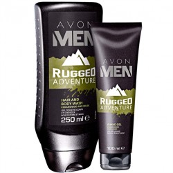 Set Gel de ras si 2 in 1 Gel de dus si Sampon Avon Men Rugged Adventure
