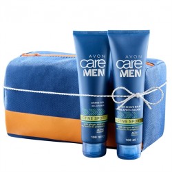 Set Gel de ras, Balsam dupa ras Avon Care Man Sport si Geanta cosmetice pentru barbati