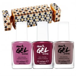 Set Lac de unghii mark. Gel Shine cu 3 nuante lucioase si Cutie cadou