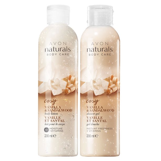 Catalog Avon - Set Lotiune de corp si Gel de dus cu vanilie si lemn de santal Naturals Set Lotiune de corp si Gel de dus cu vanilie si lemn de santal Naturals - Catalog Avon