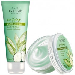 Set Crema de fata si Masca de fata Naturals cu castravete si arbore de ceai