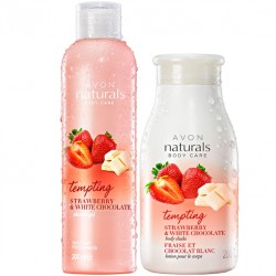 Set Gel de dus si Lotiune corp Naturals cu ciocolata alba si capsuni