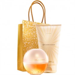 Set Apa de parfum, Lotiune de corp Incandessence si Punga cadou Avon - auriu