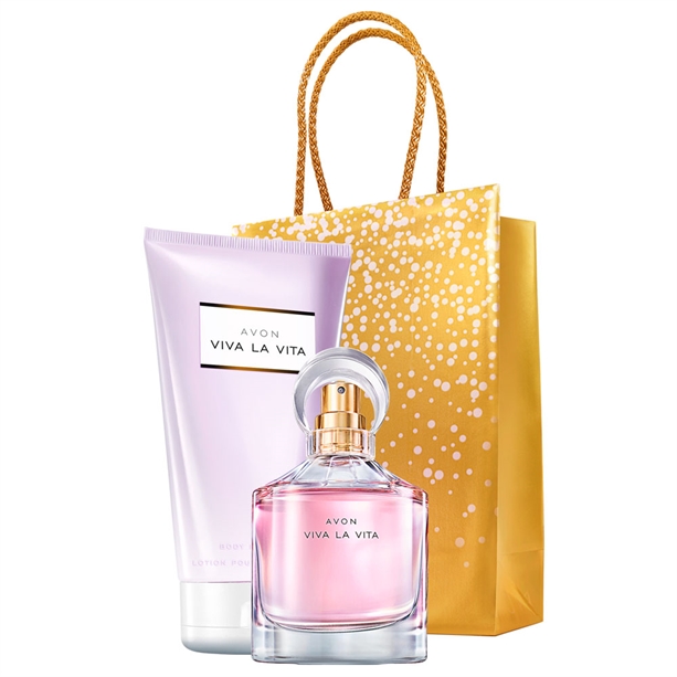Catalog Avon - Set Apa de parfum, Lotiune de corp Viva la Vita si Punga cadou Avon - auriu Set Apa de parfum, Lotiune de corp Viva la Vita si Punga cadou Avon - auriu - Catalog Avon