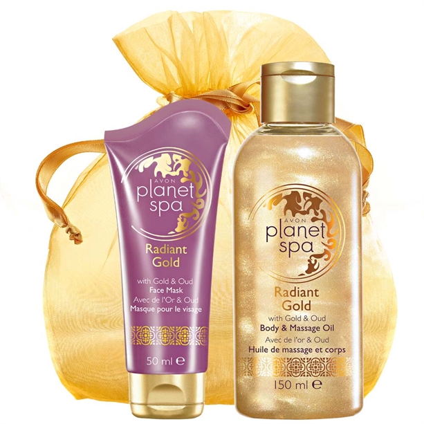 Set Masca pentru fata, Ulei de masaj Radiant Gold si Saculet cadou Avon - Catalog Avon