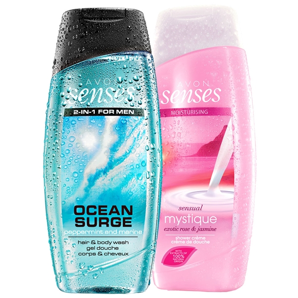 Set 2 Geluri de dus Senses Ocean Surge si Sensual Mystique 250 ml - Catalog Avon