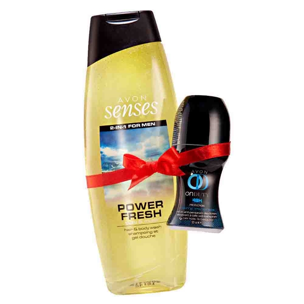 Set Gel de dus pentru par si corp Senses Power Fresh si Deodorant cu bila On Duty Men Minerals - Catalog Avon