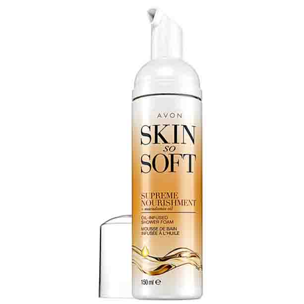 Catalog Avon - Skin So Soft Spuma de dus cu ulei de macadamia Supreme Nourishment Skin So Soft Spuma de dus cu ulei de macadamia Supreme Nourishment - Catalog Avon